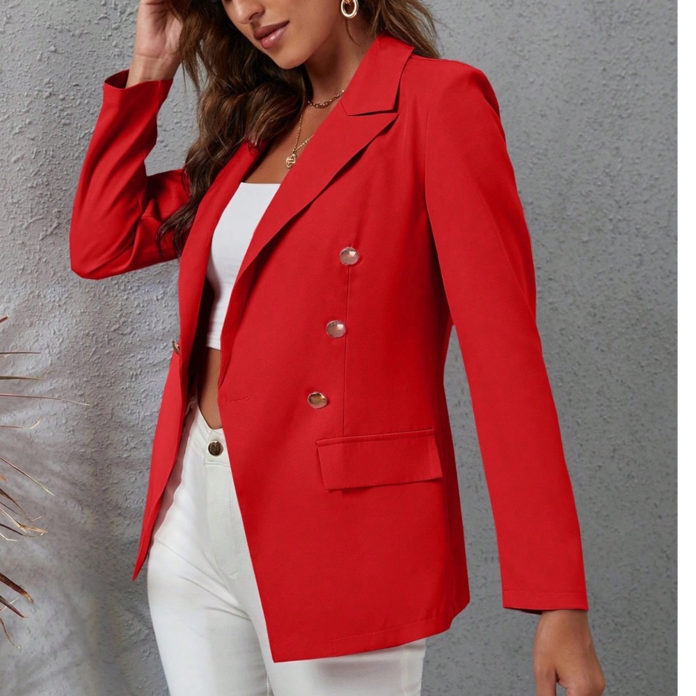 Classic Solid Button Minimalist Blazer - Picture 10 of 11